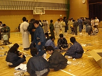 和装教育国民推進会議　京都支部よりの依頼で、中学校のゆかた着方授業
